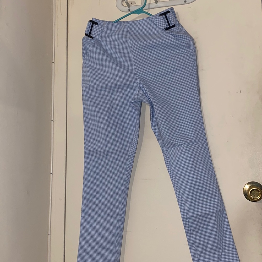 Blue plaid pants